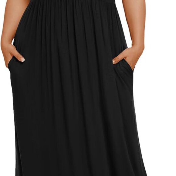 Women's Plus Size Maxi Dresses for Curvy Women Summer Short Sleeve Casual 2025 L - Picture 1 of 4